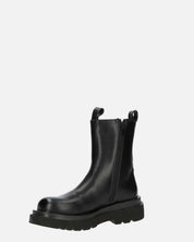 FEBE - chaussures noires avec élastique en simili cuir