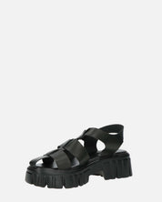 MACKENZIE - sandali platform con cinturini in ecopelle nera