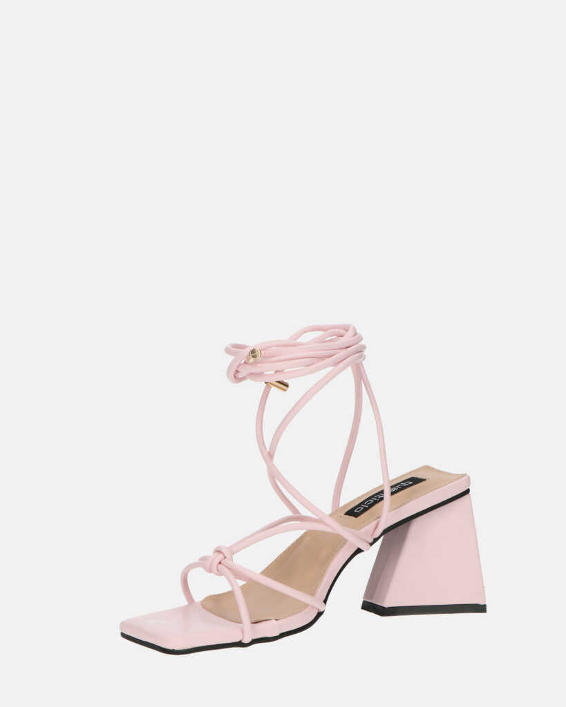 MELISA - sandali con lacci in ecopelle rosa