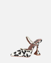 PERAL - scarpa con tacco in leopardato bianconero con gemme