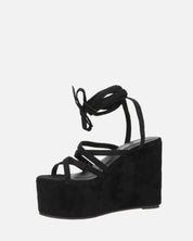 OLLIE - zeppa nera con lacci glitterati