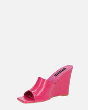 MARGHERITA - sandales compensées en glassy fuchsia crocodile