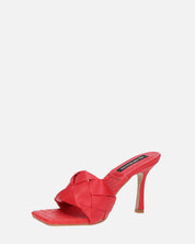 ENRICA - sandalo in pelle rossa intrecciata con tacco