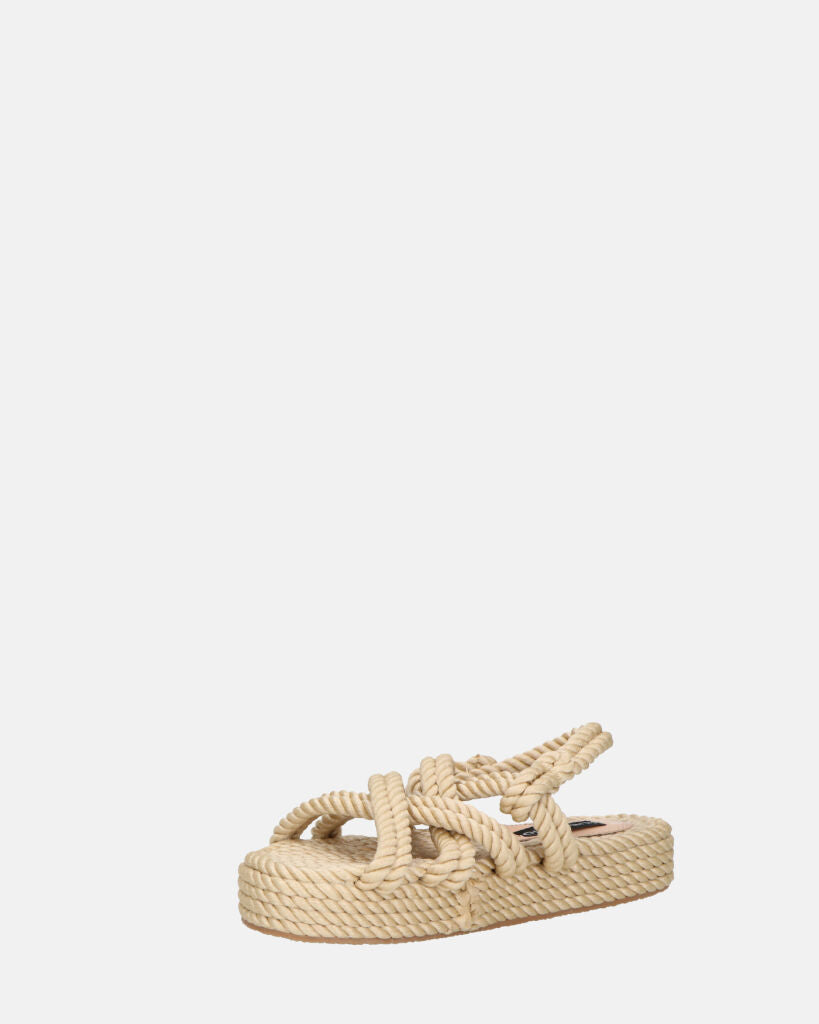 MARIYA - sandales en corde tressée beige