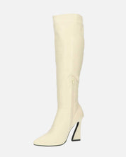 KELLY - stivale alto beige con cerniera laterale