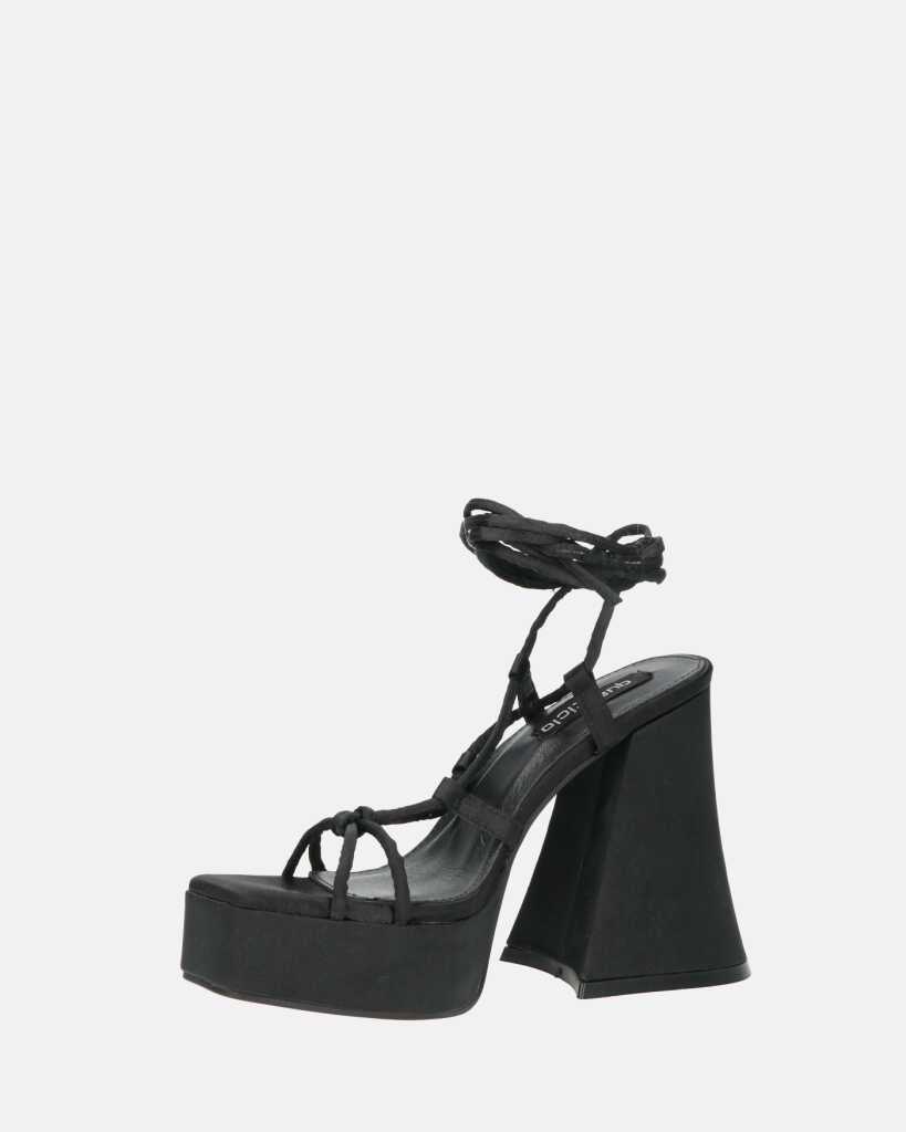 LORINA - sandali con tacco e platform in lycra nero