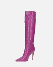 LOLY - stivale con tacco in coccodrillo viola