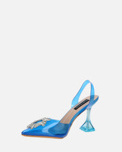 KENAN - scarpe in perspex blu con decorazione di gemme in punta