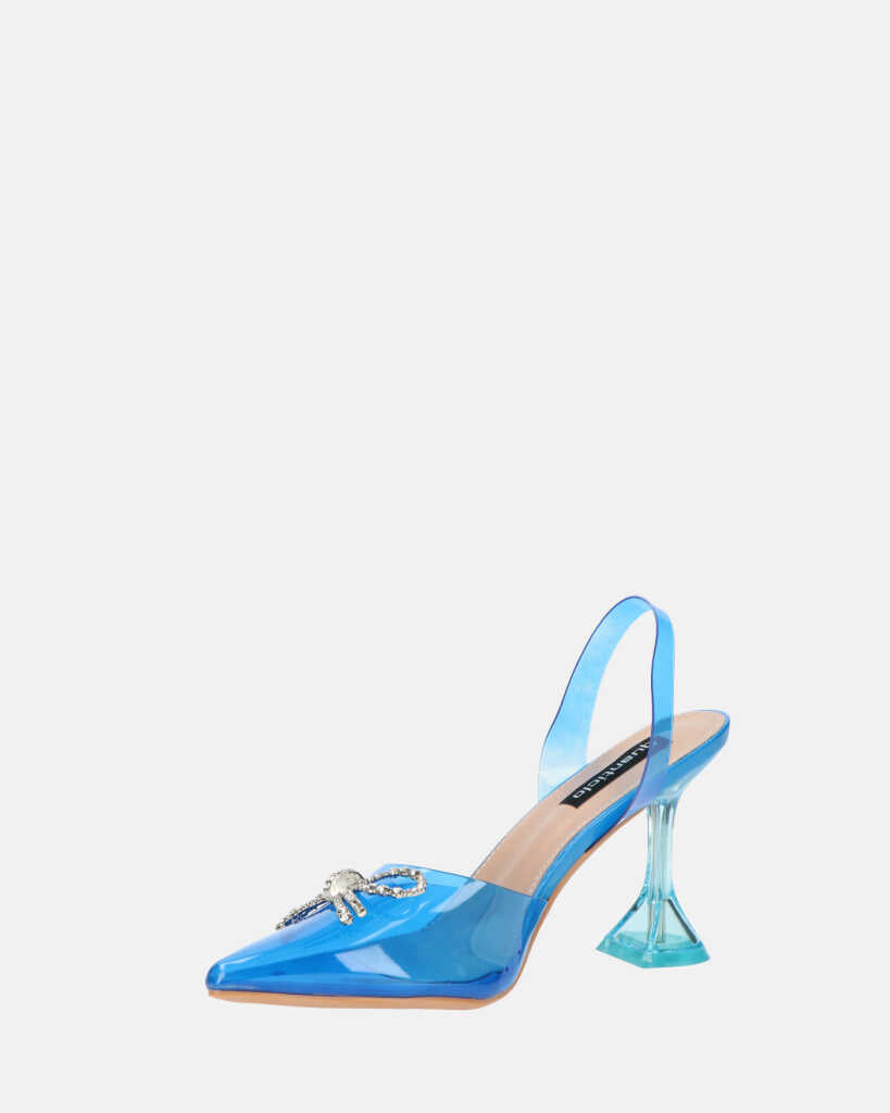 CONSUELO - tacchi in perspex blu con decorazioni in punta