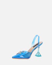 CONSUELO - tacchi in perspex blu con decorazioni in punta