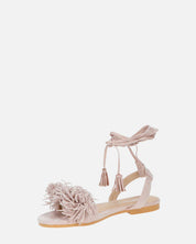 VALERY - sandali in camoscio beige con lacci