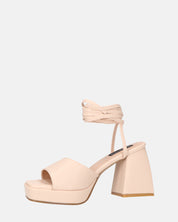 TOMI - sandali beige con lacci e tacco squadrato
