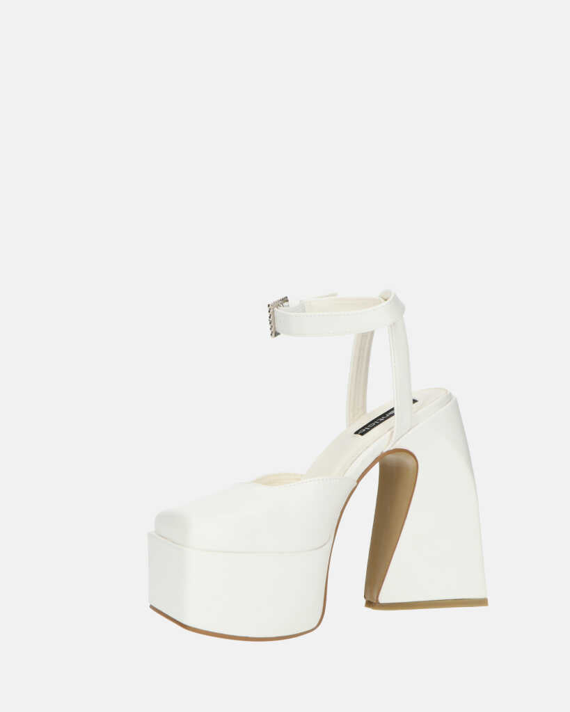ELEANOR - scarpe bianco chiuse in punta con tacco e cinturino