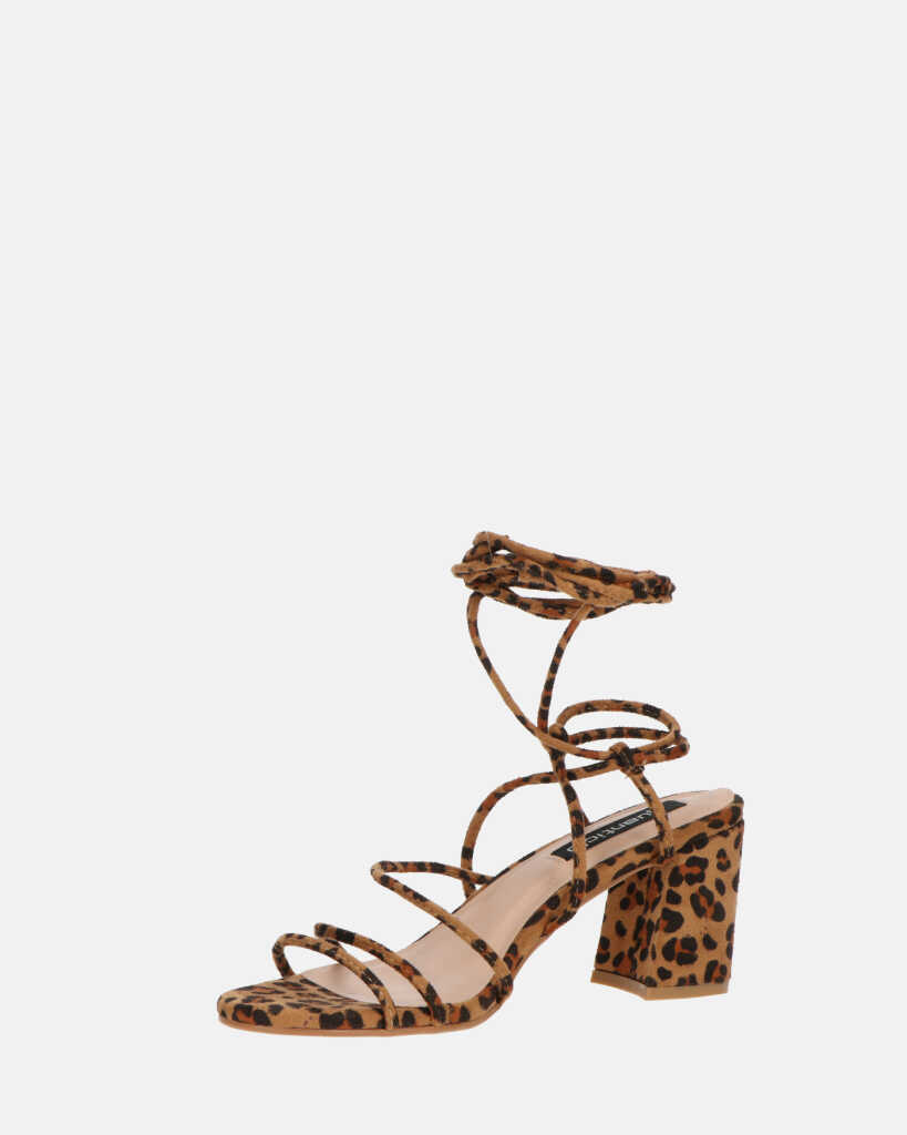 TALIA - sandali con tacco in camoscio leopardato
