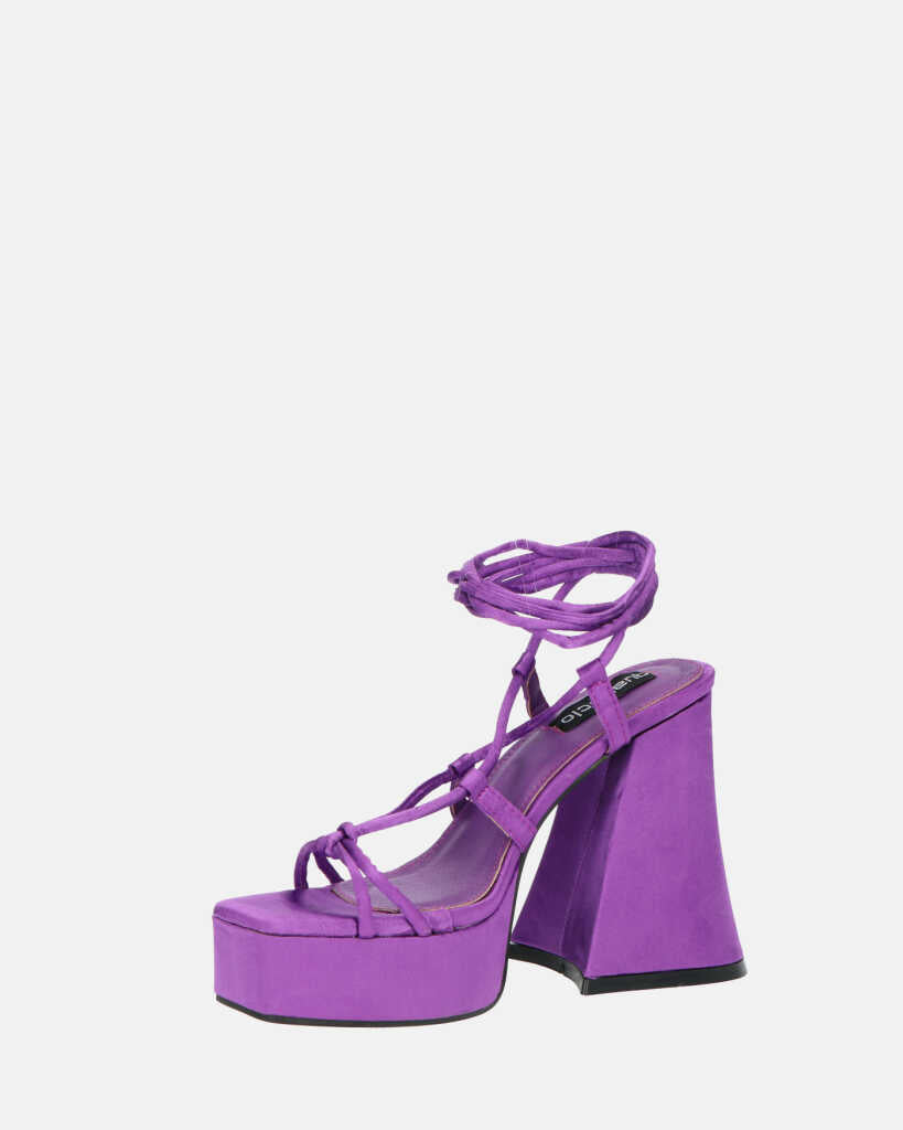 LORINA - sandali con tacco e platform in lycra viola