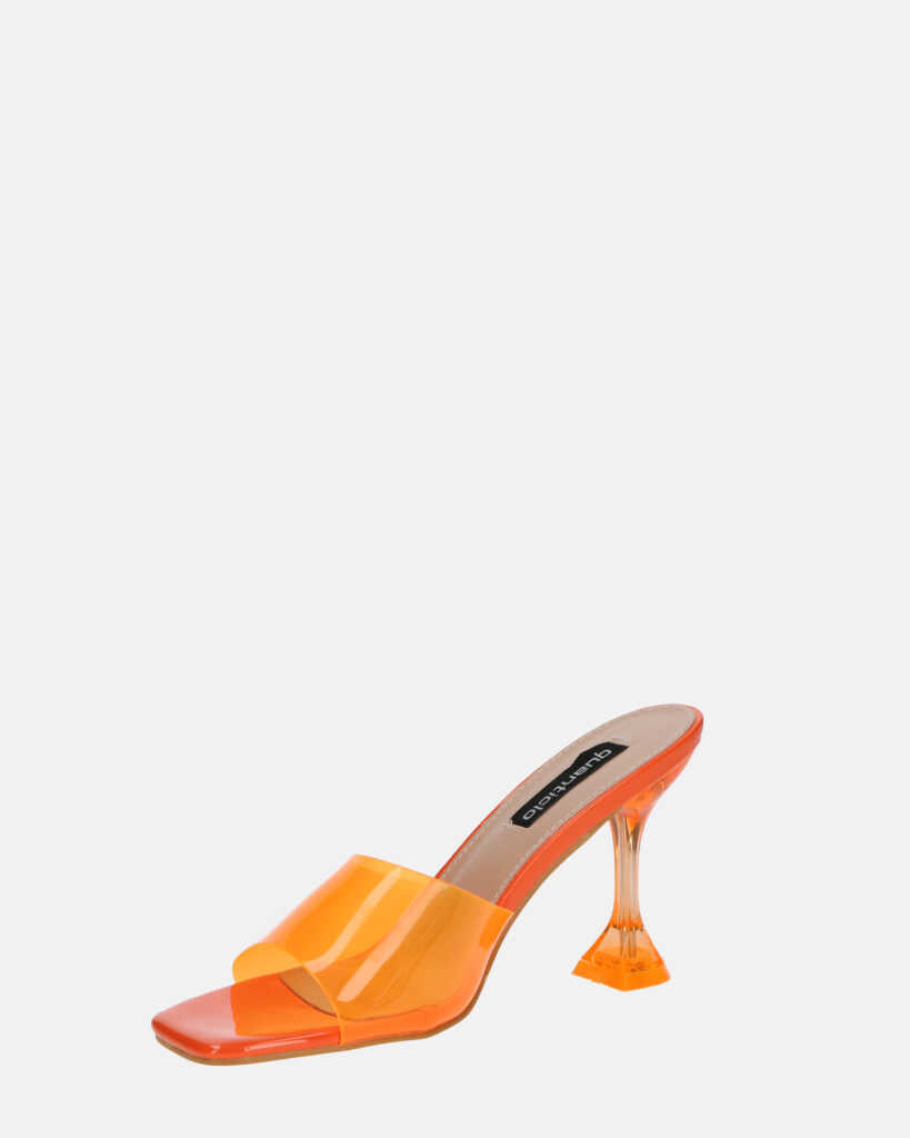FIAMMA - sandalo con tacco in perspex arancio con suola in PU
