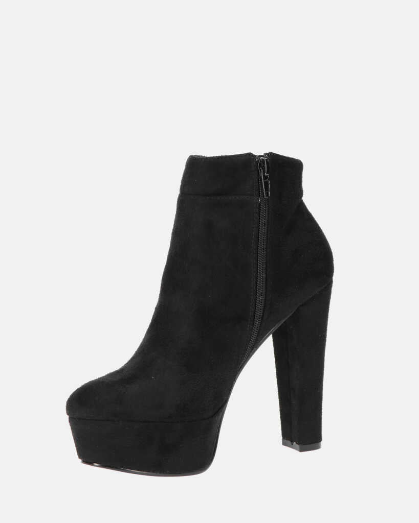 KYRA - stivaletto con tacco in camoscio nero