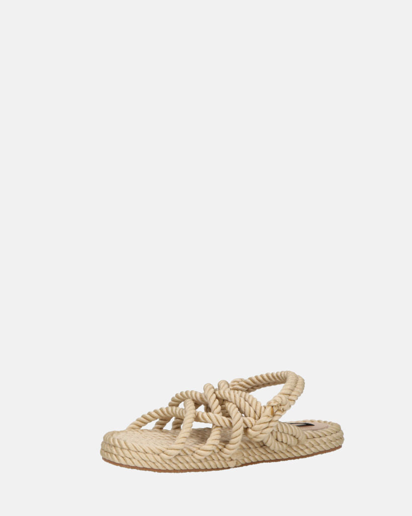 KATERYNA - sandali beige di corda intrecciata