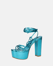 HEATHER - sandali platform in glassy blu elettrico con tacco alto