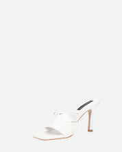 ENRICA - sandalo in pelle bianca intrecciata con tacco