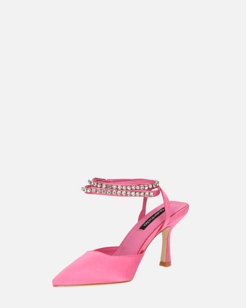DORIS - scarpe con tacco il lycra rosa e gemme sul cinturino