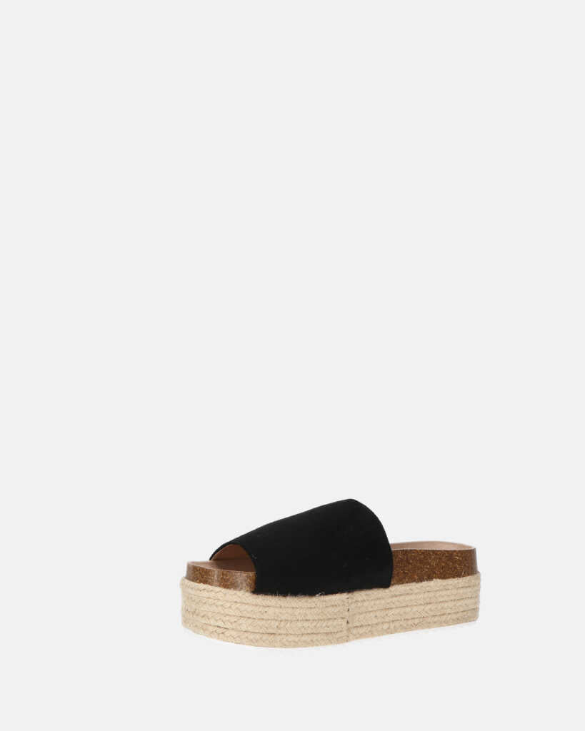 BRYANA - claquettes étoiles paille en noir