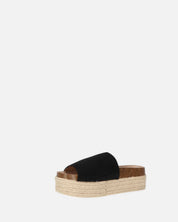 BRYANA - claquettes étoiles paille en noir