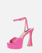 MARZIA - escarpins à talon carré en lycra fuchsia avec bride