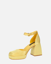 VIDA - scarpe con tacco squadrato in satin giallo