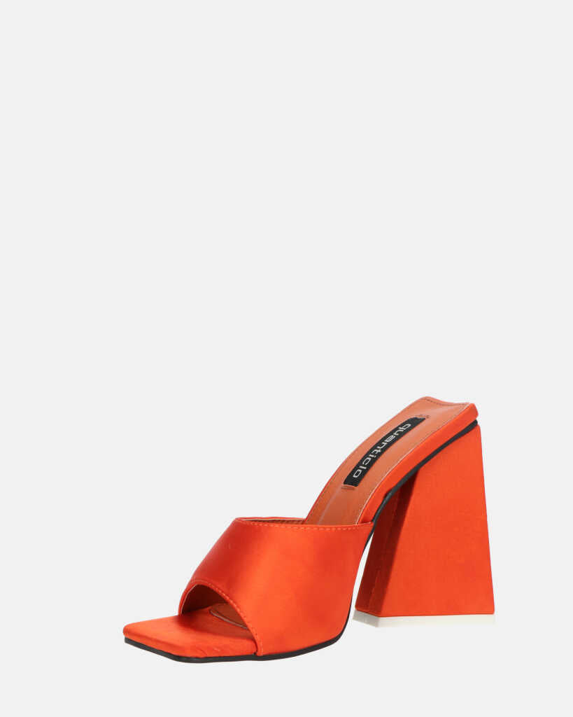 KAMELYA - escarpins talon carré lycra orange