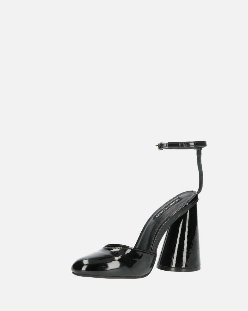 MAYBELLE - sandali in glassy nero con tacco cilindrico