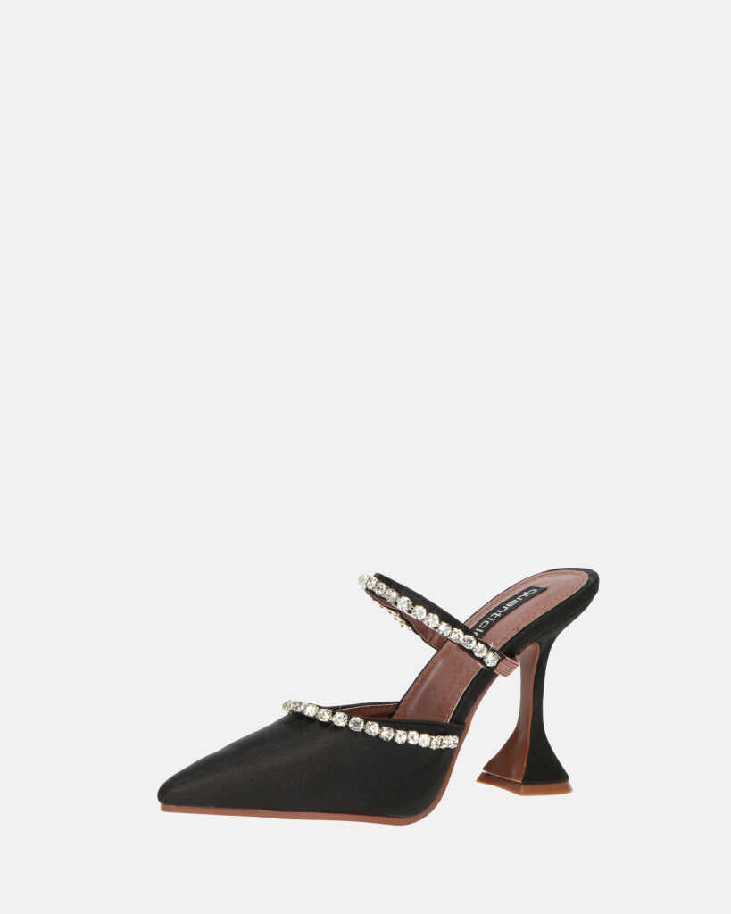 PERAL - scarpa con tacco in nero lycra con gemme
