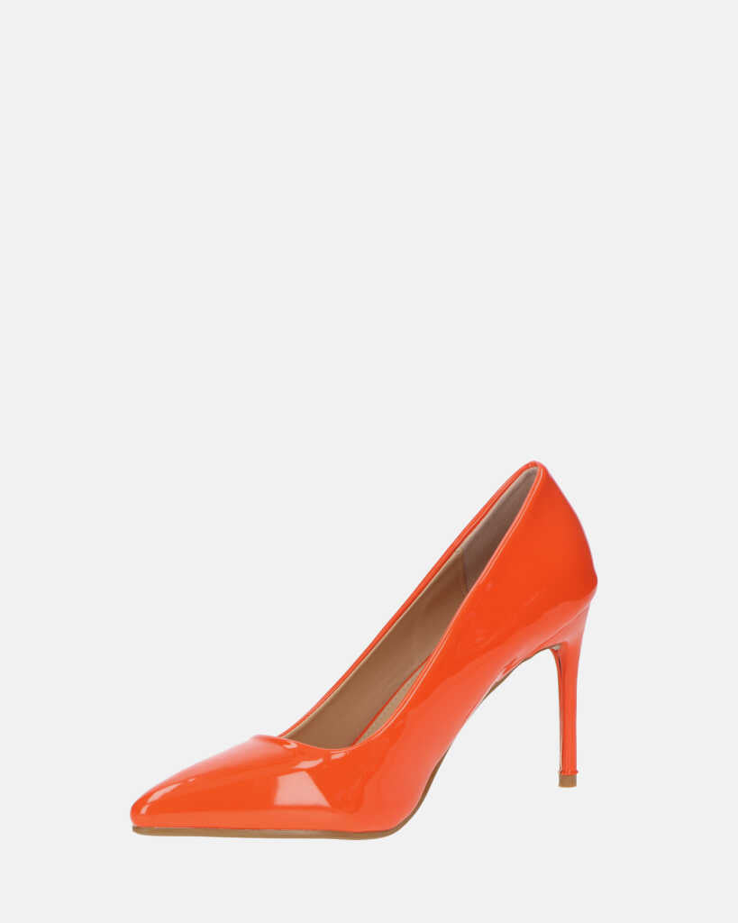 PORSHA - decolette in glassy arancione con tacco a spillo