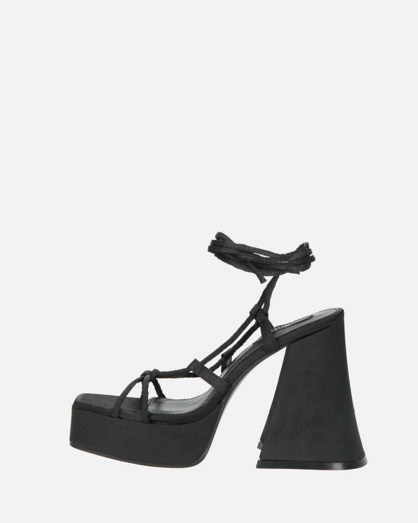 LORINA - sandali con tacco e platform in lycra nero