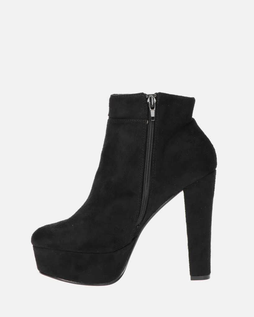 KYRA - stivaletto con tacco in camoscio nero