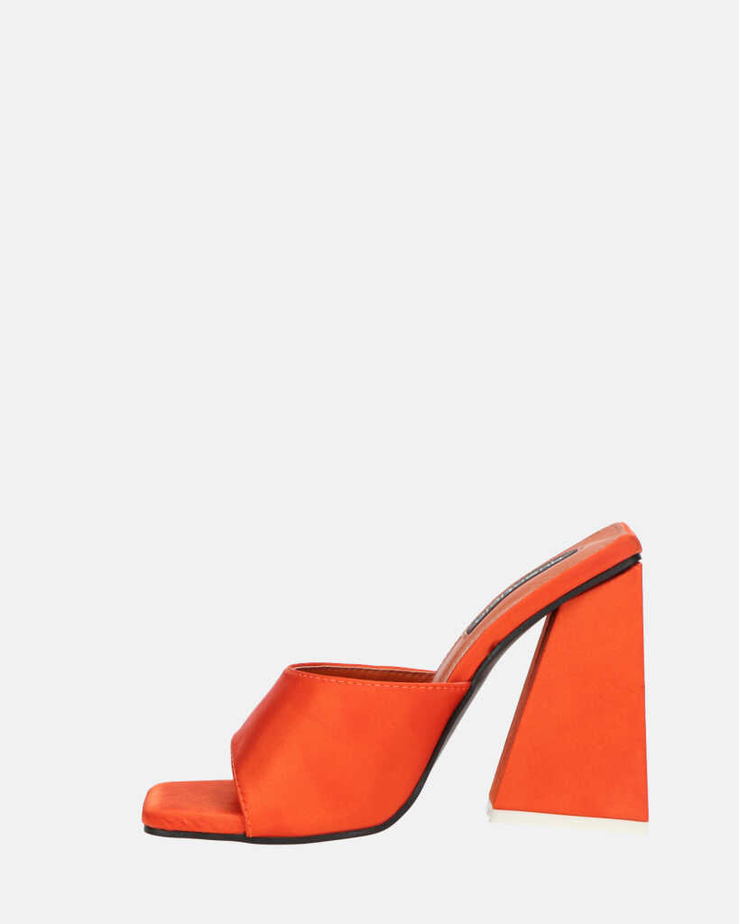 KAMELYA - escarpins talon carré lycra orange