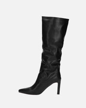 CAROLINE - stivale alto nero con tacco in pelle