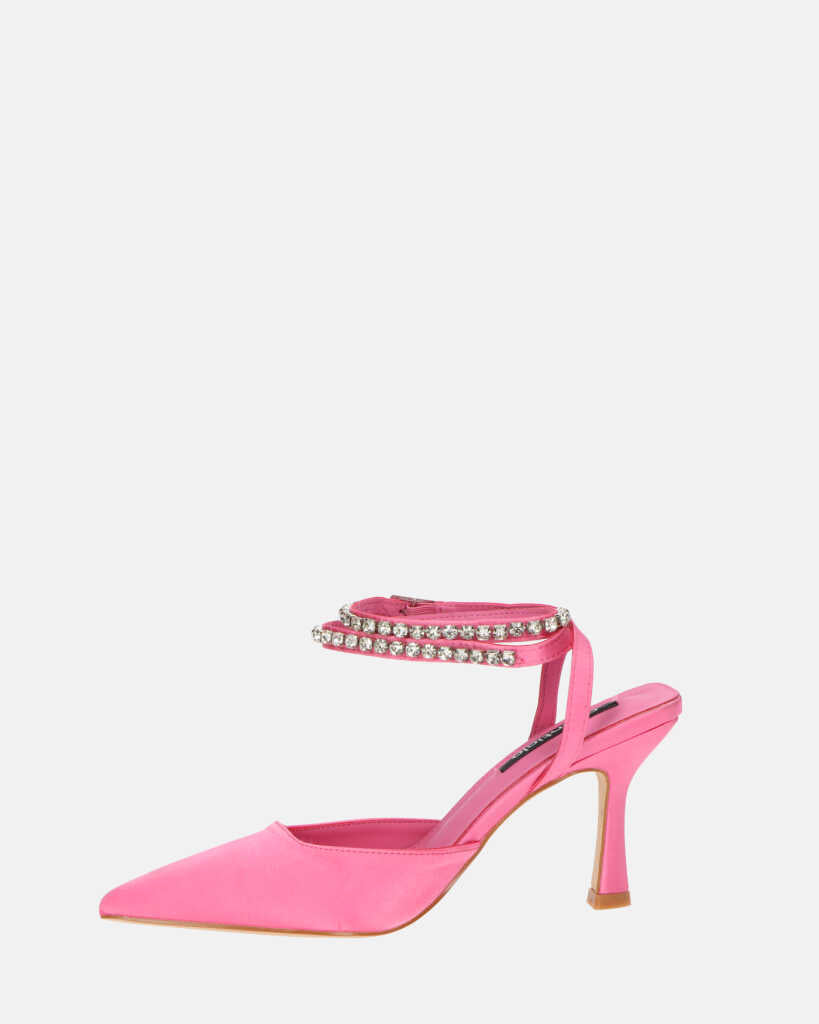 DORIS - scarpe con tacco il lycra rosa e gemme sul cinturino