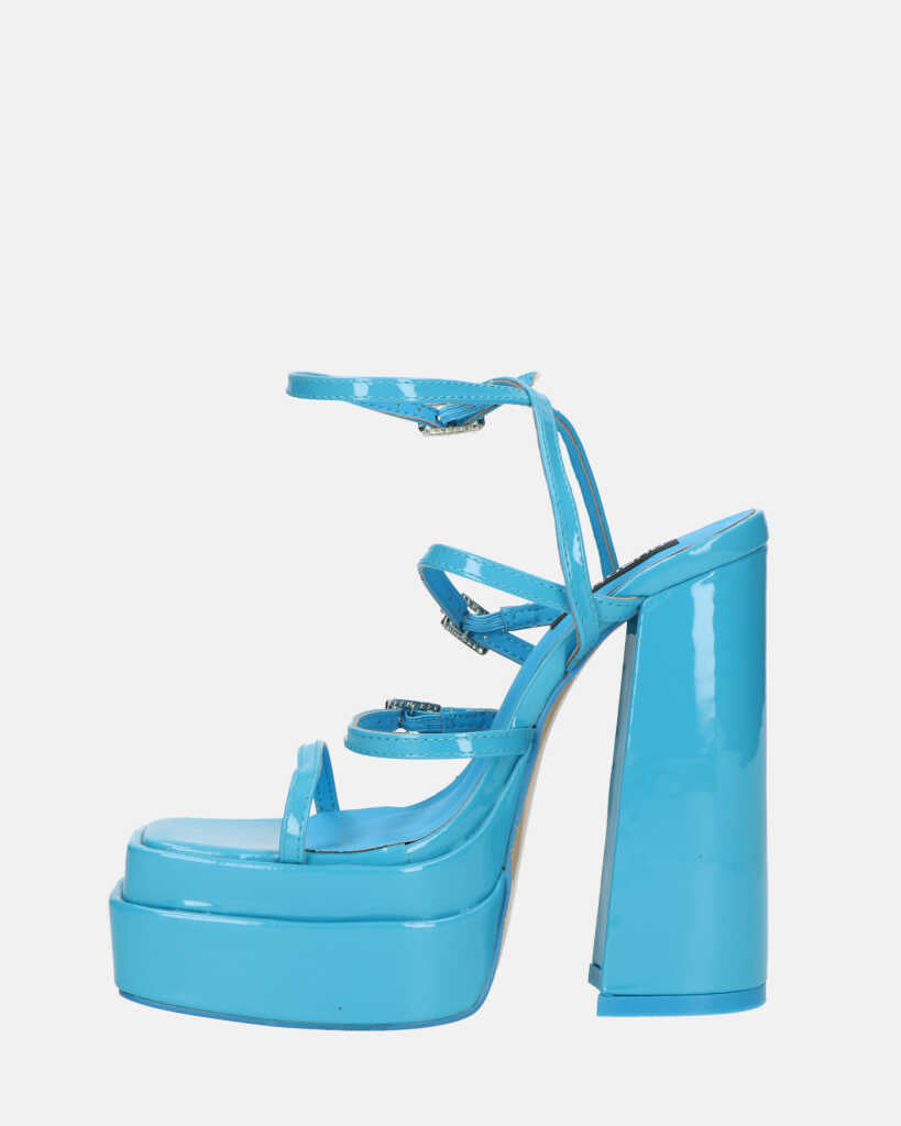TEXA - sandali con cinturino e tacco alto in azzurro