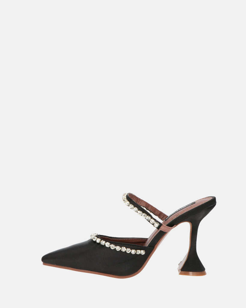 PERAL - scarpa con tacco in nero lycra con gemme