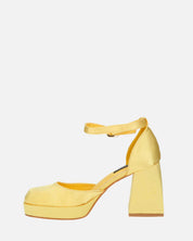 VIDA - scarpe con tacco squadrato in satin giallo