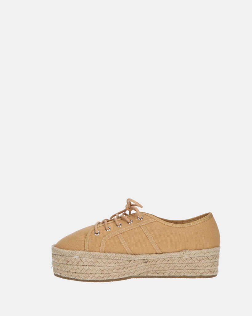 DESTINY - espadrilles à plateforme en dentelle beige
