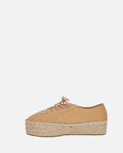 DESTINY - espadrilles à plateforme en dentelle beige