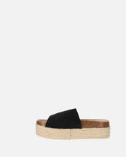 BRYANA - claquettes étoiles paille en noir