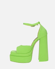 AVA - sandali con tacchi alti in lycra verde e gemme nel cinturino