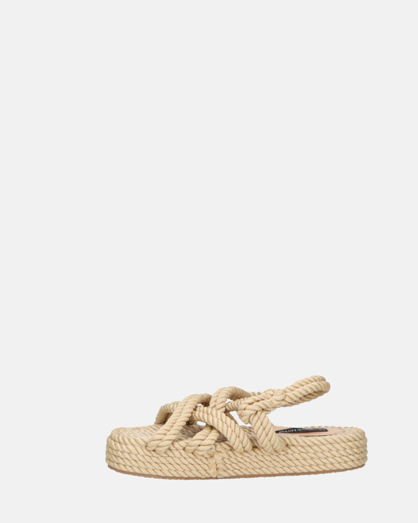 MARIYA - sandales en corde tressée beige
