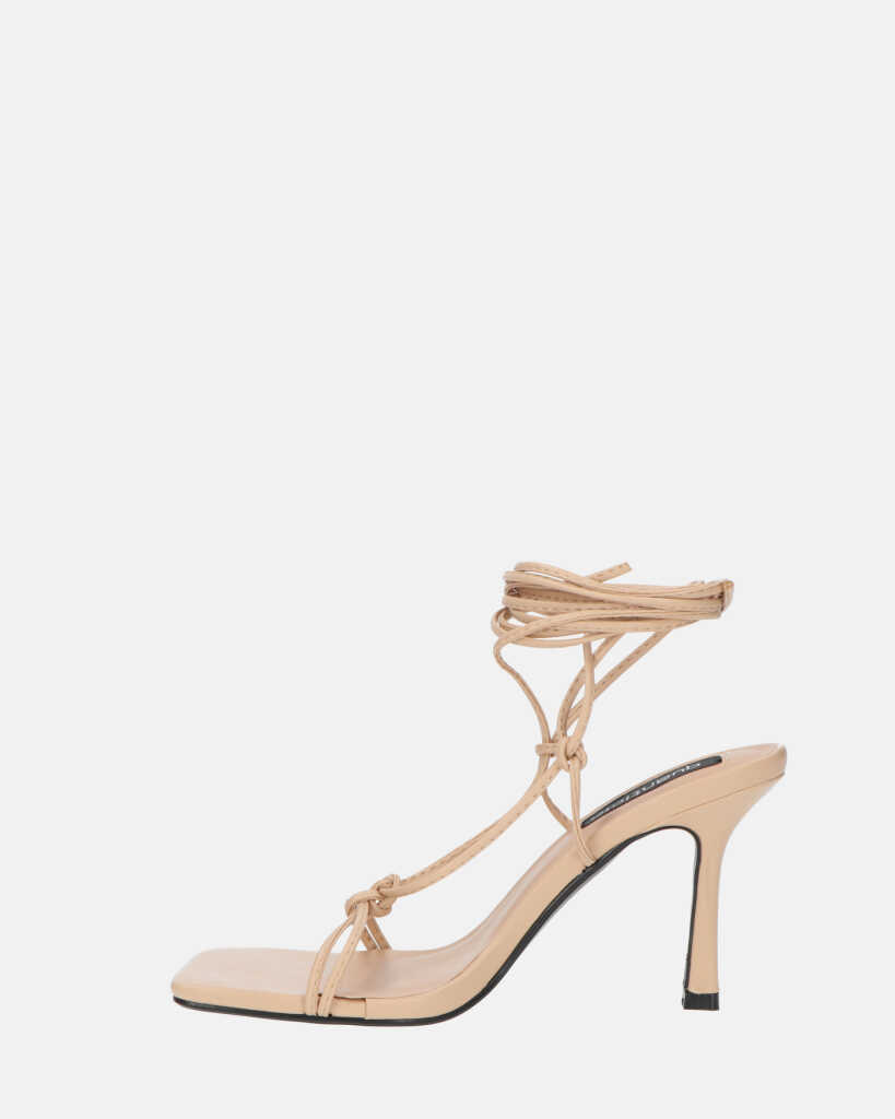 DOLLY - tacco a spillo beige con lacci