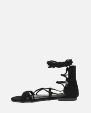 YANNA - sandali in camoscio nero con lacci