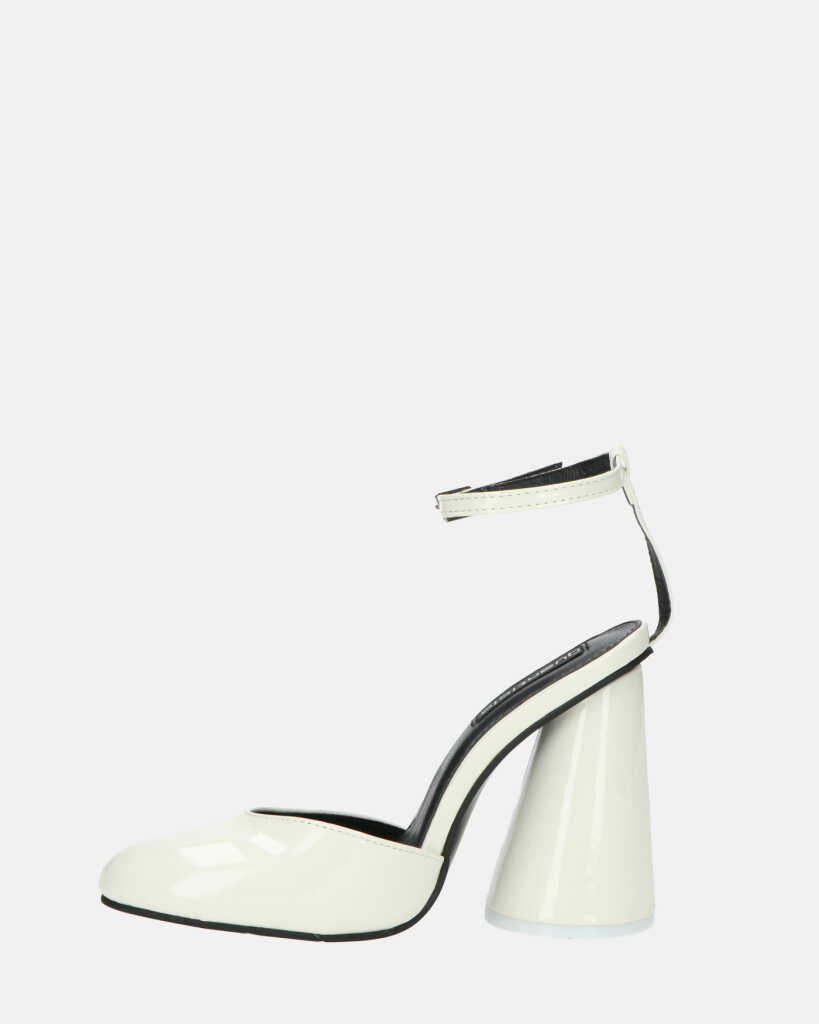MAYBELLE - sandali in glassy bianco con tacco cilindrico
