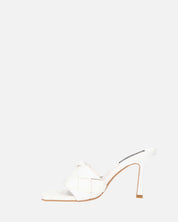 ENRICA - sandalo in pelle bianca intrecciata con tacco